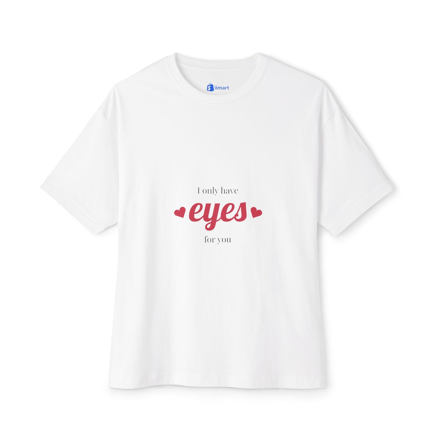Valentine's Love Eyes Boxy Tee, Unisex T-Shirt for Couples, Cute Graphic Tee, Gift for Her, Oversized Casual Wear