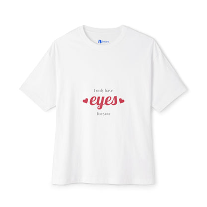 Valentine's Love Eyes Boxy Tee, Unisex T-Shirt for Couples, Cute Graphic Tee, Gift for Her, Oversized Casual Wear