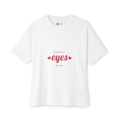 Valentine's Love Eyes Boxy Tee, Unisex T-Shirt for Couples, Cute Graphic Tee, Gift for Her, Oversized Casual Wear